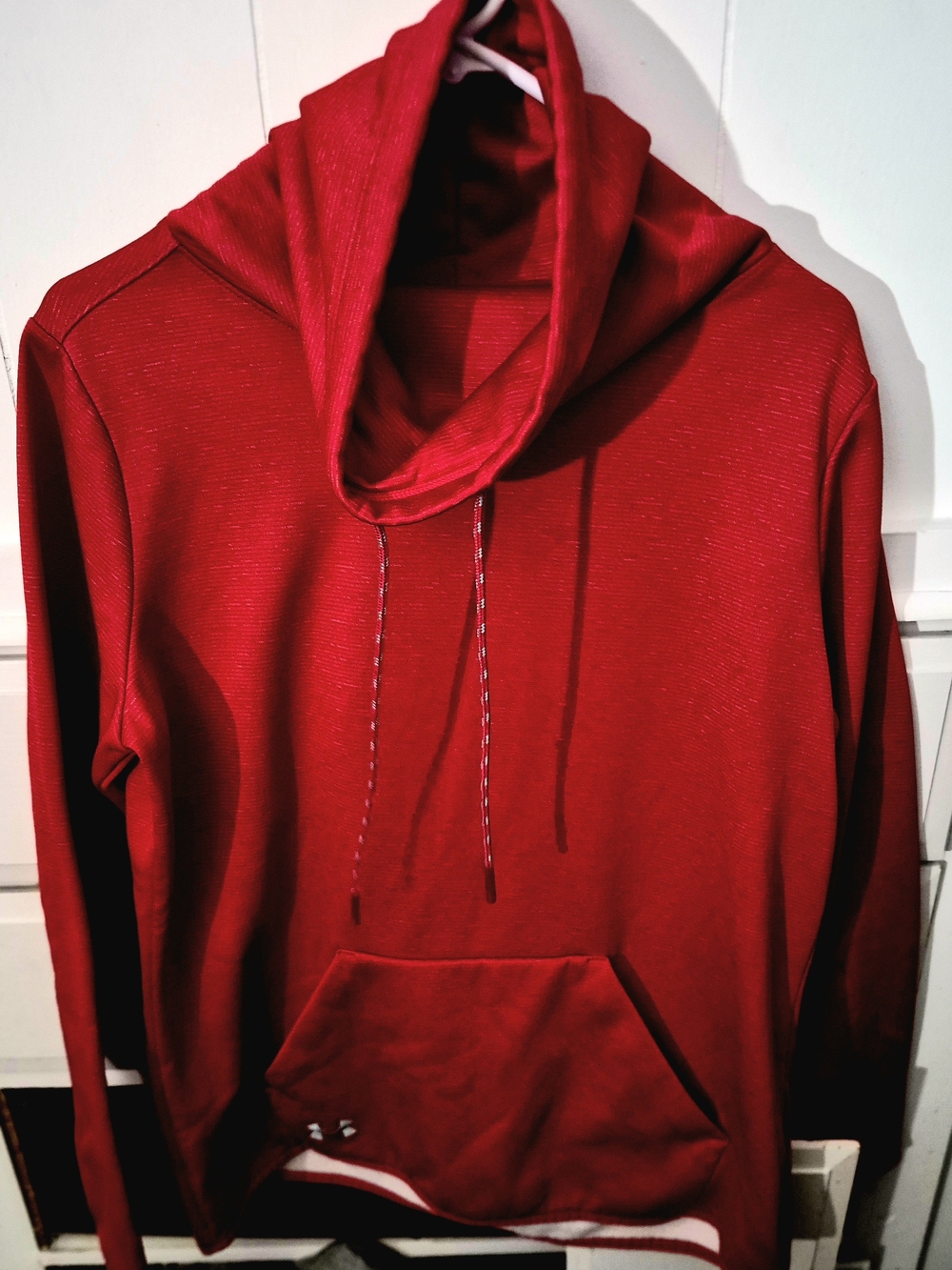 Under Armour Red Cowl Neck Pullover Athleisure Hoodie